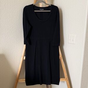 Sutton Cashmere Classic Black Long Sweater Sleeve Dress